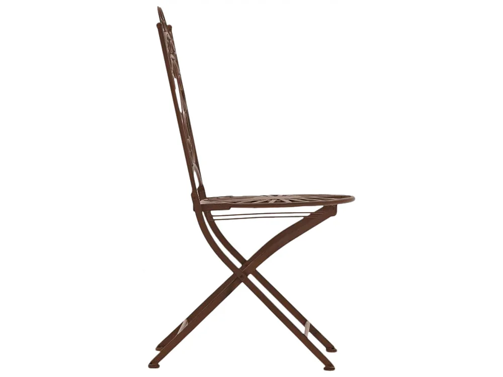 Lot de 2 Chaises de jardin - Métal & Fer galvanisé - Marron antique - Indra