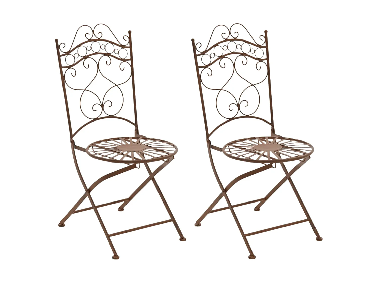 Lot de 2 Chaises de jardin - Métal & Fer galvanisé - Marron antique - Indra