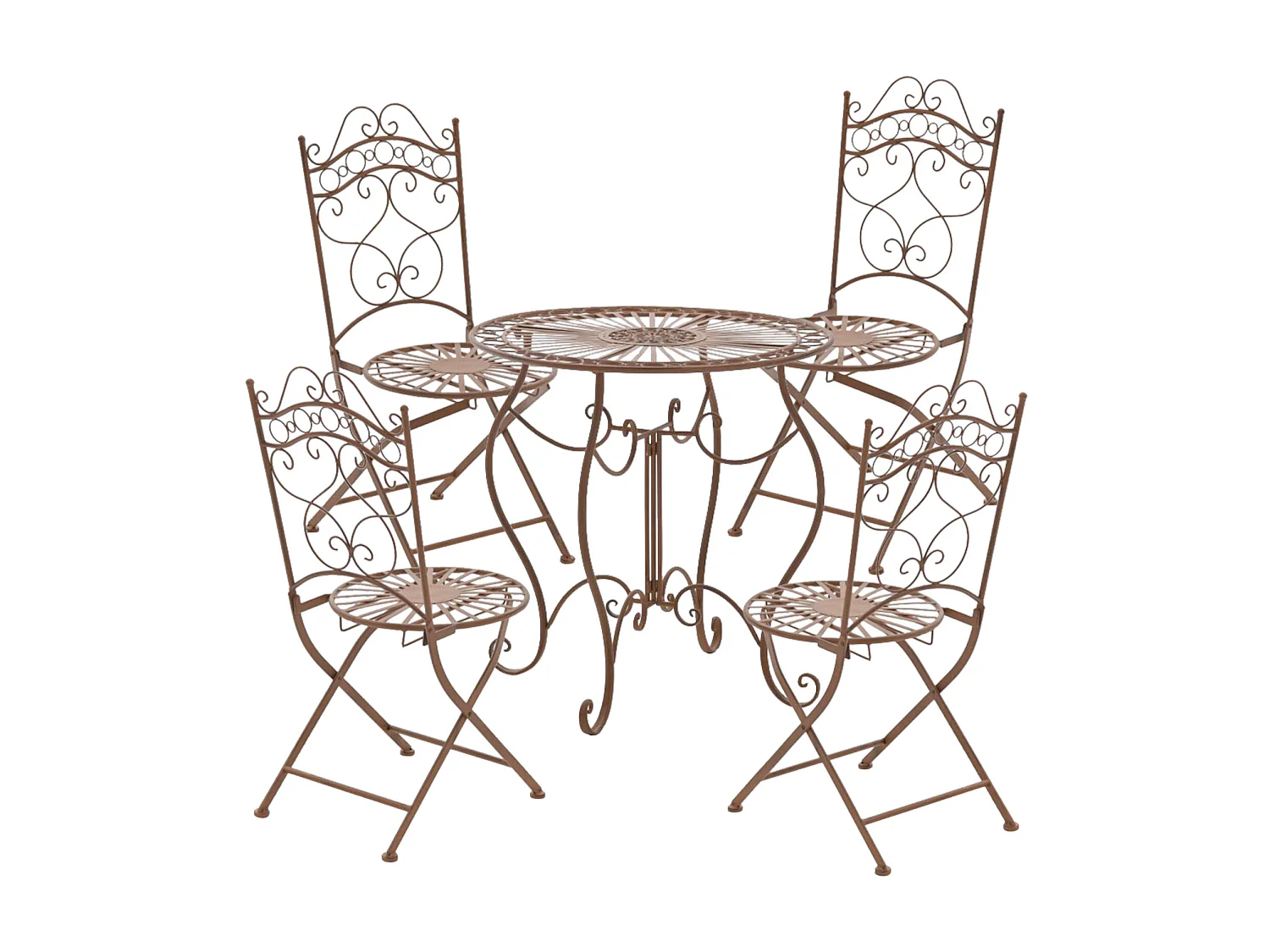 Lot de 2 Chaises de jardin - Métal & Fer galvanisé - Marron antique - Indra