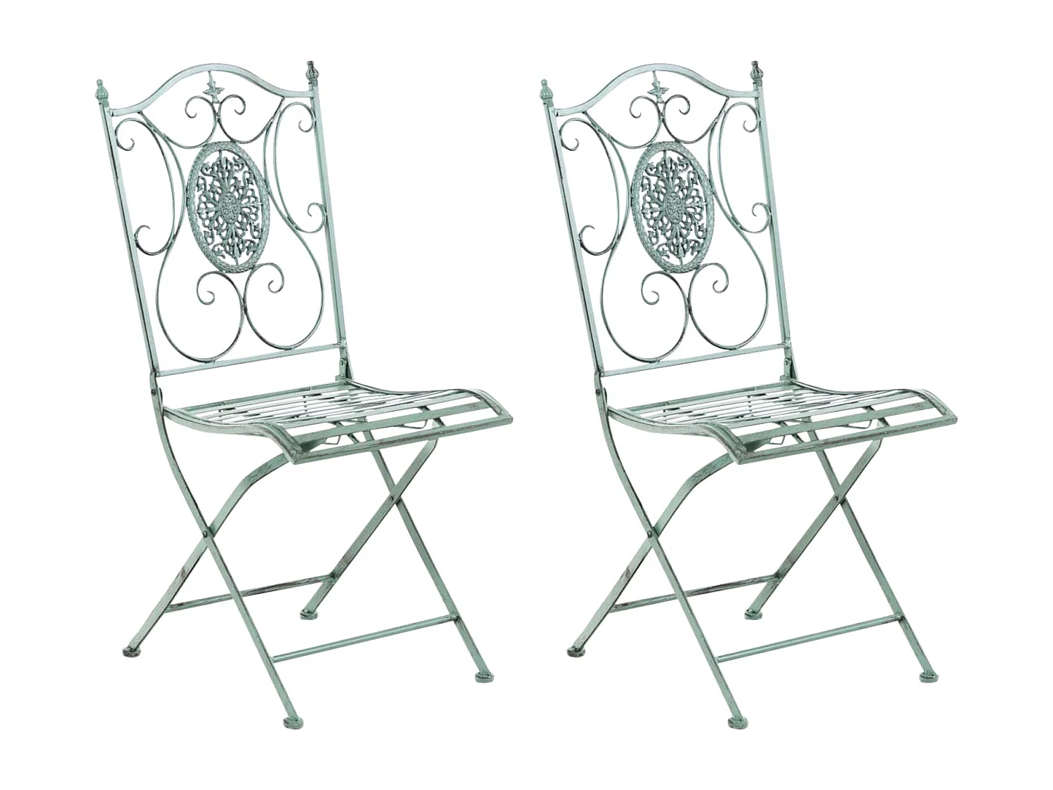 Lot de 2  Chaises de jardin - Métal - Vert antique - Sibell