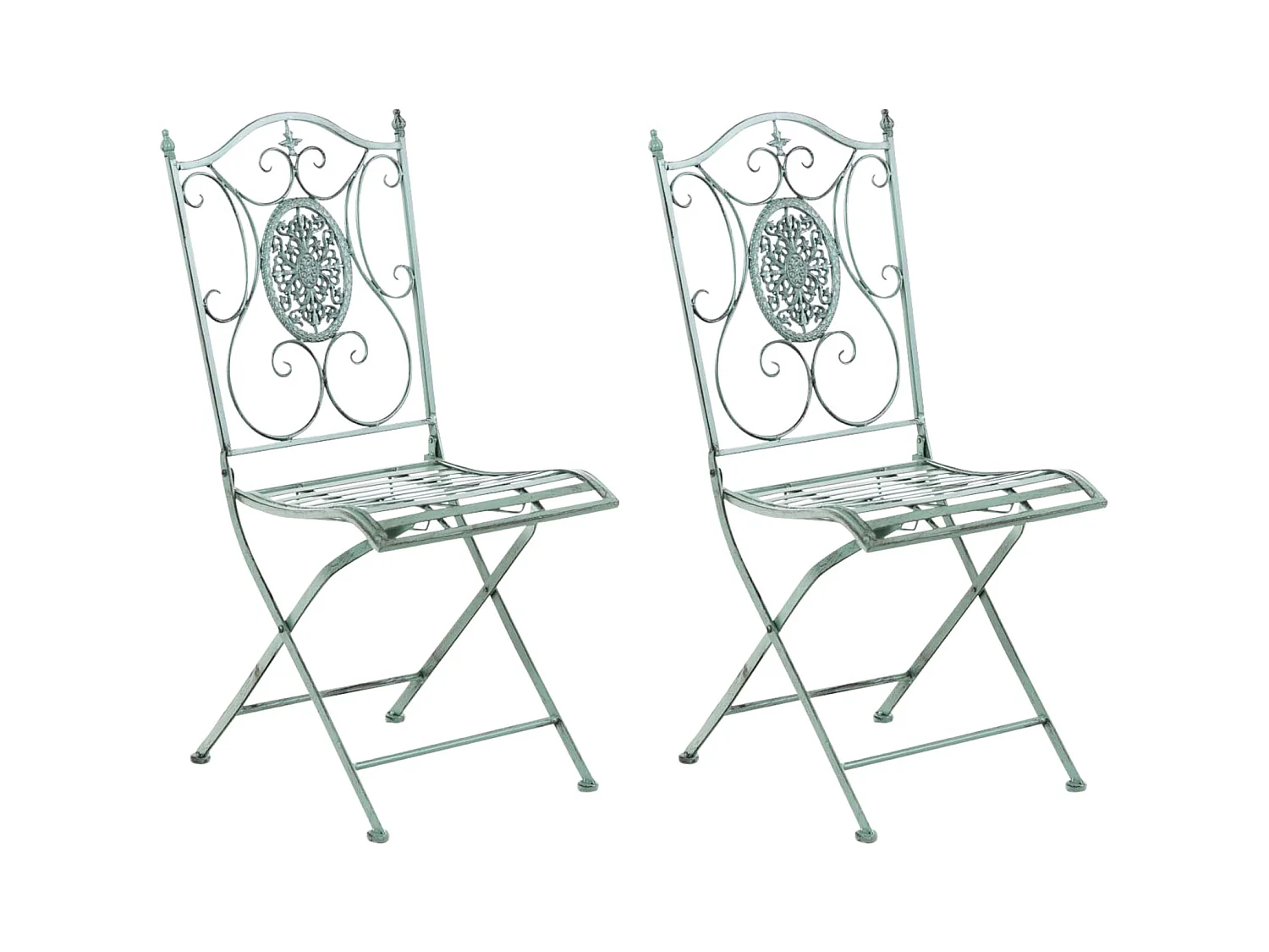 Lot de 2  Chaises de jardin - Métal - Vert antique - Sibell