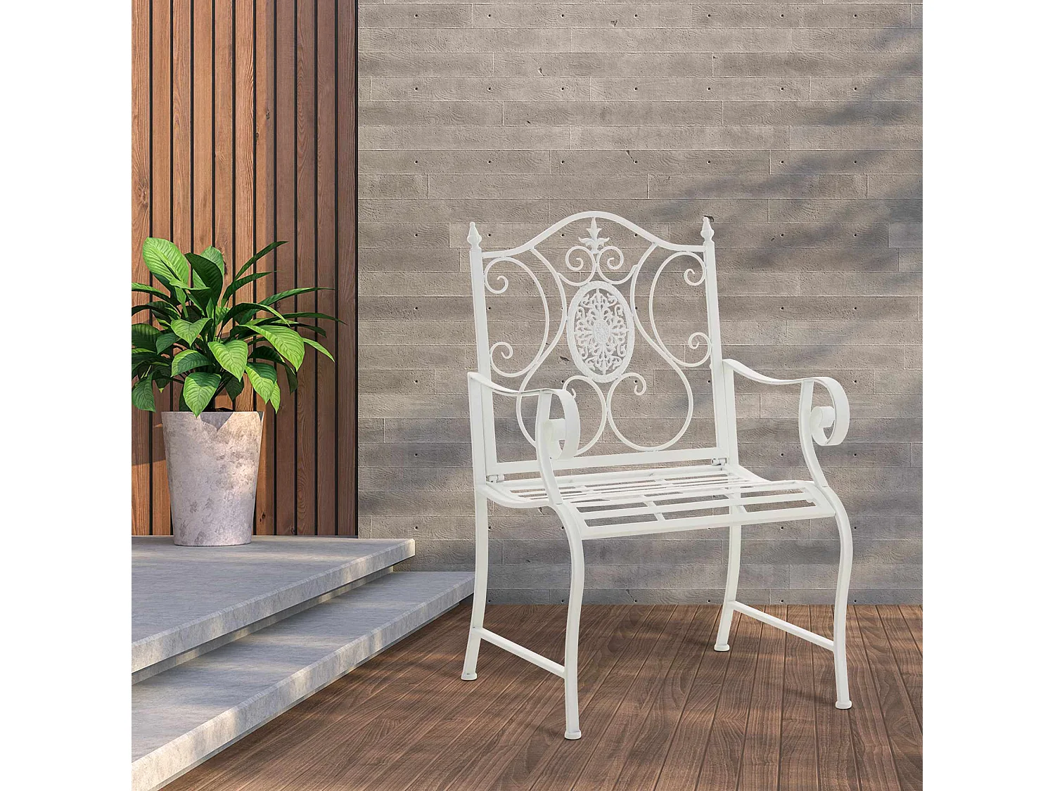 Chaises de jardin - Métal & Noir - Blanc - Punjab