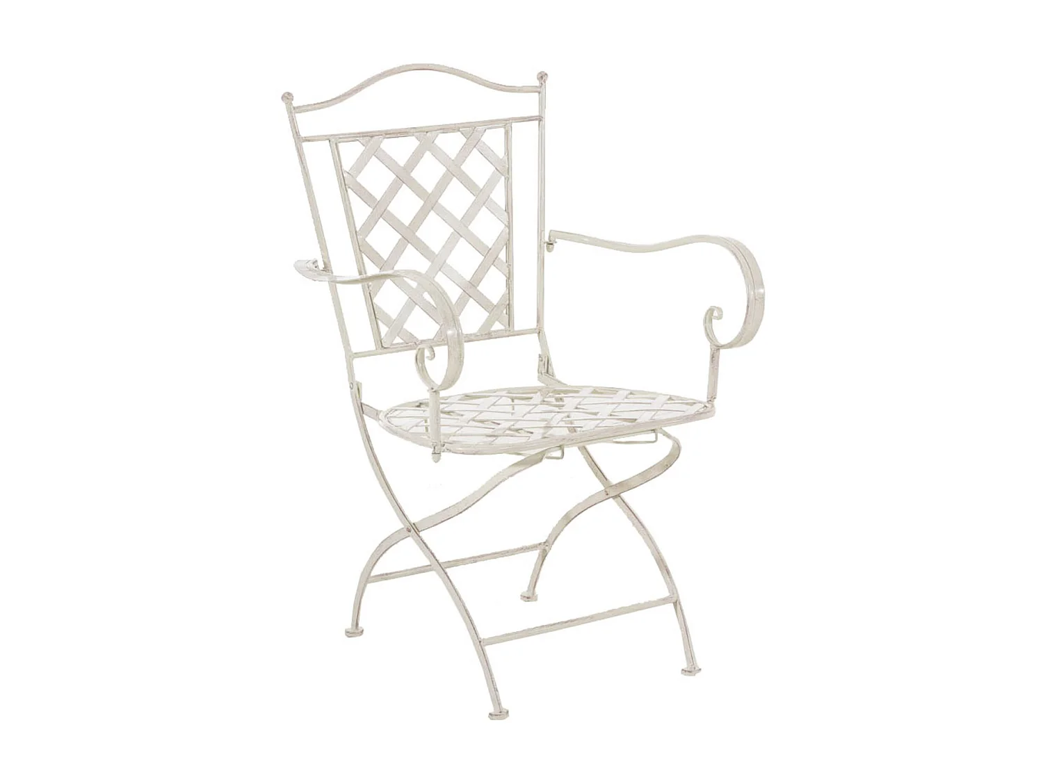 Lot de 2 Chaises de jardin - Métal & Fer galvanisé - Crème antique - Adara