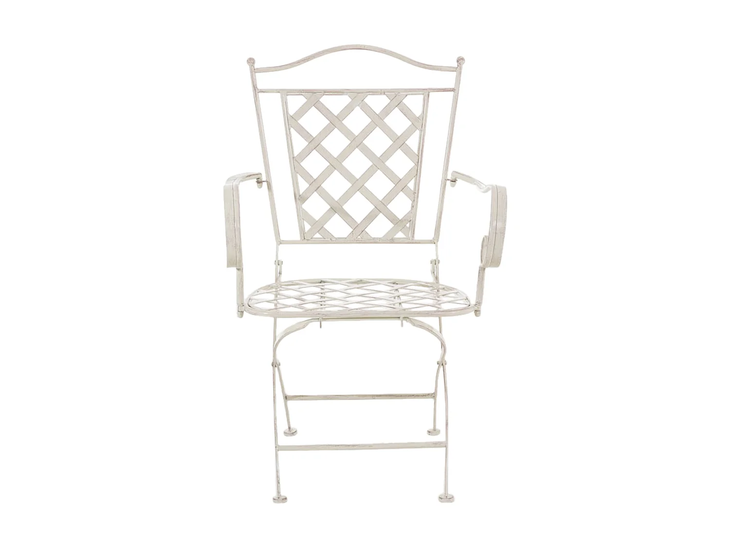 Lot de 2 Chaises de jardin - Métal & Fer galvanisé - Crème antique - Adara