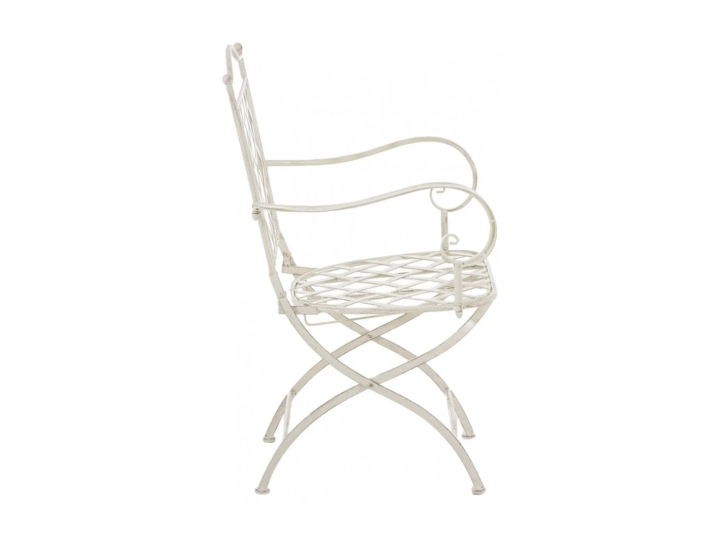 Lot de 2 Chaises de jardin - Métal & Fer galvanisé - Crème antique - Adara