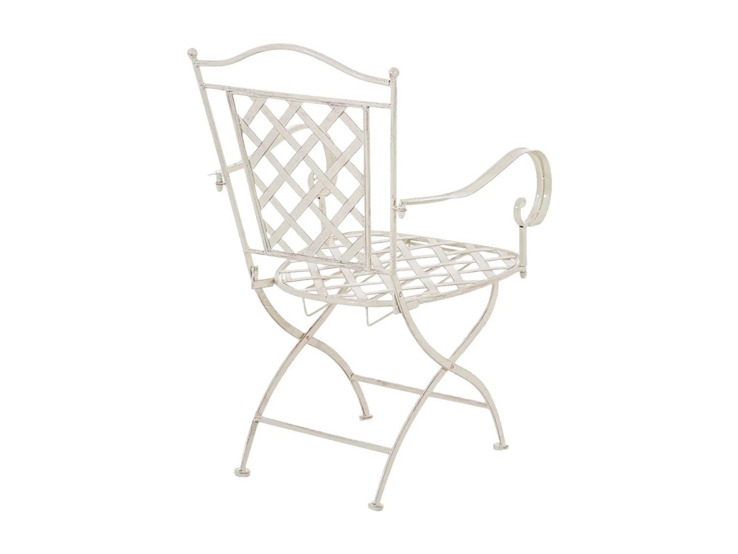 Lot de 2 Chaises de jardin - Métal & Fer galvanisé - Crème antique - Adara