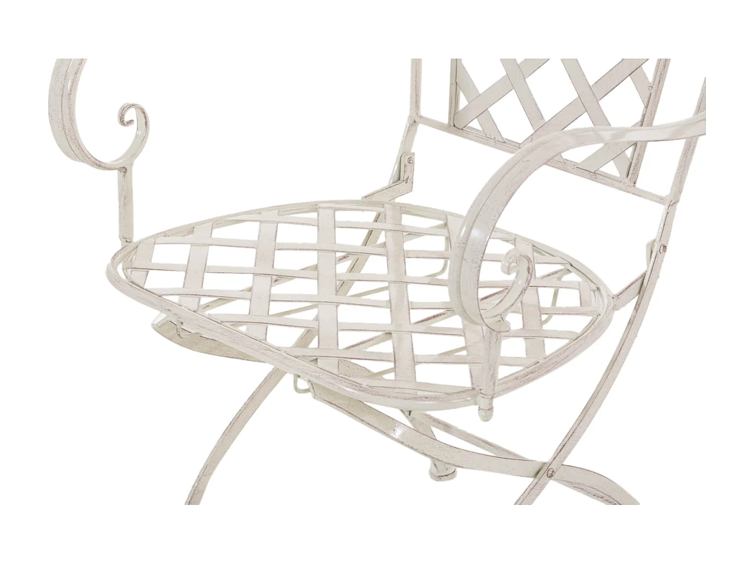 Lot de 2 Chaises de jardin - Métal & Fer galvanisé - Crème antique - Adara