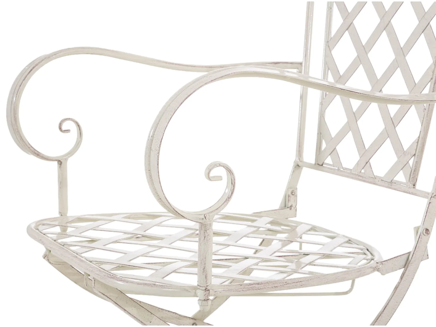 Lot de 2 Chaises de jardin - Métal & Fer galvanisé - Crème antique - Adara