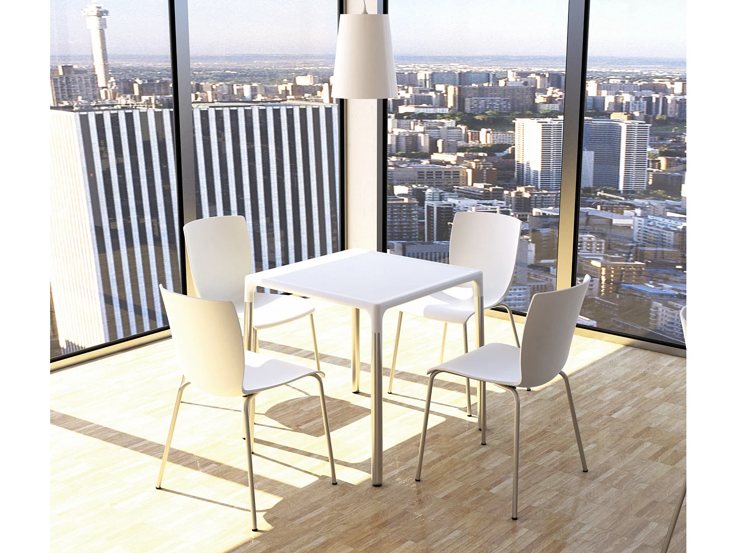 Lot de 2  Chaises de jardin - Plastique & Aluminium - Crème - Mio