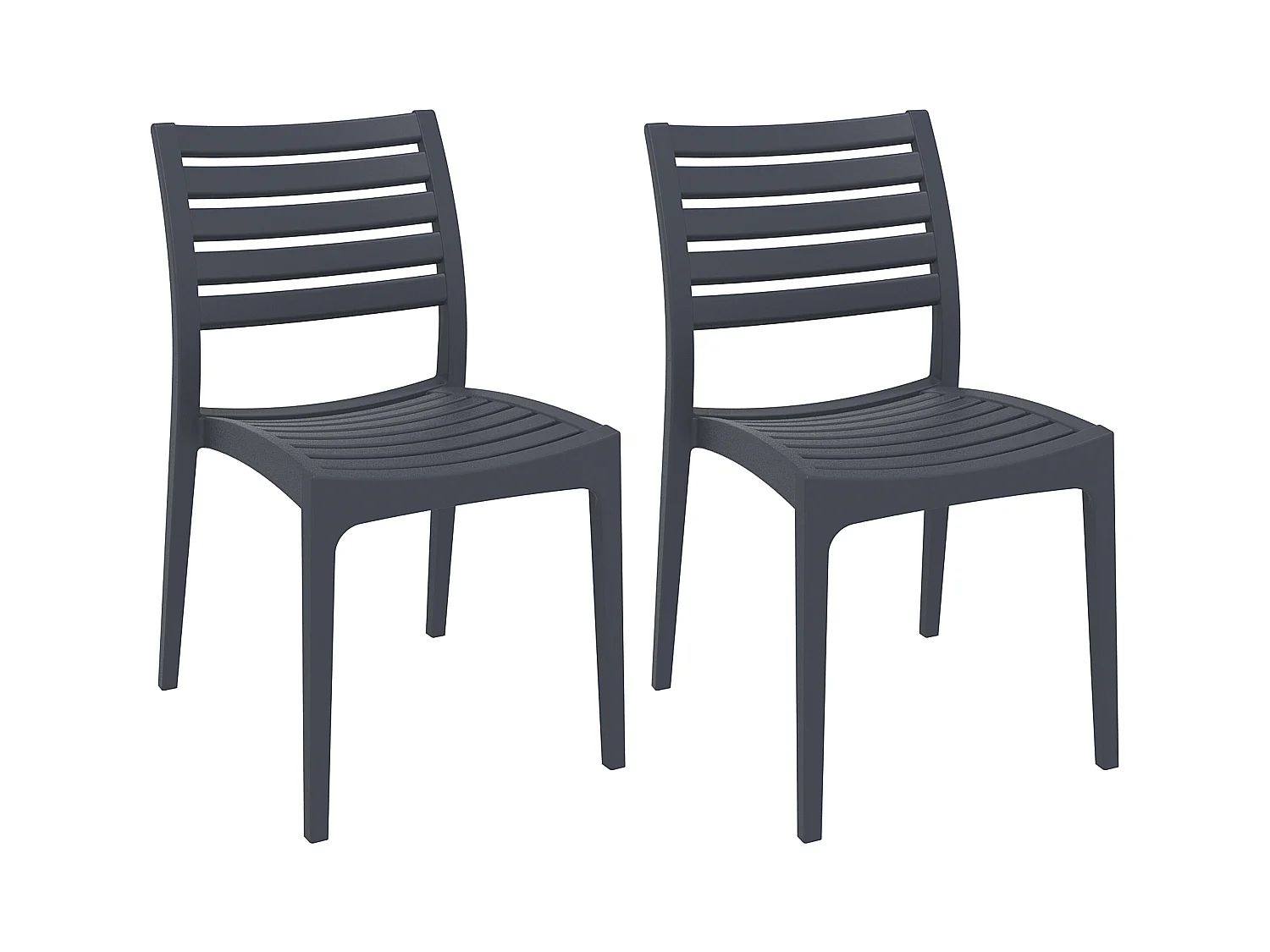 Lot de 2  Chaises de jardin - Plastique & Plastique - Gris foncé - Ares
