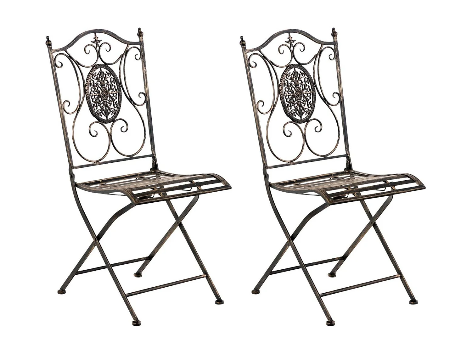 Lot de 2  Chaises de jardin - Métal - Bronze - Sibell