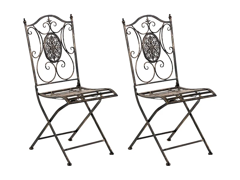 Lot de 2  Chaises de jardin - Métal - Bronze - Sibell