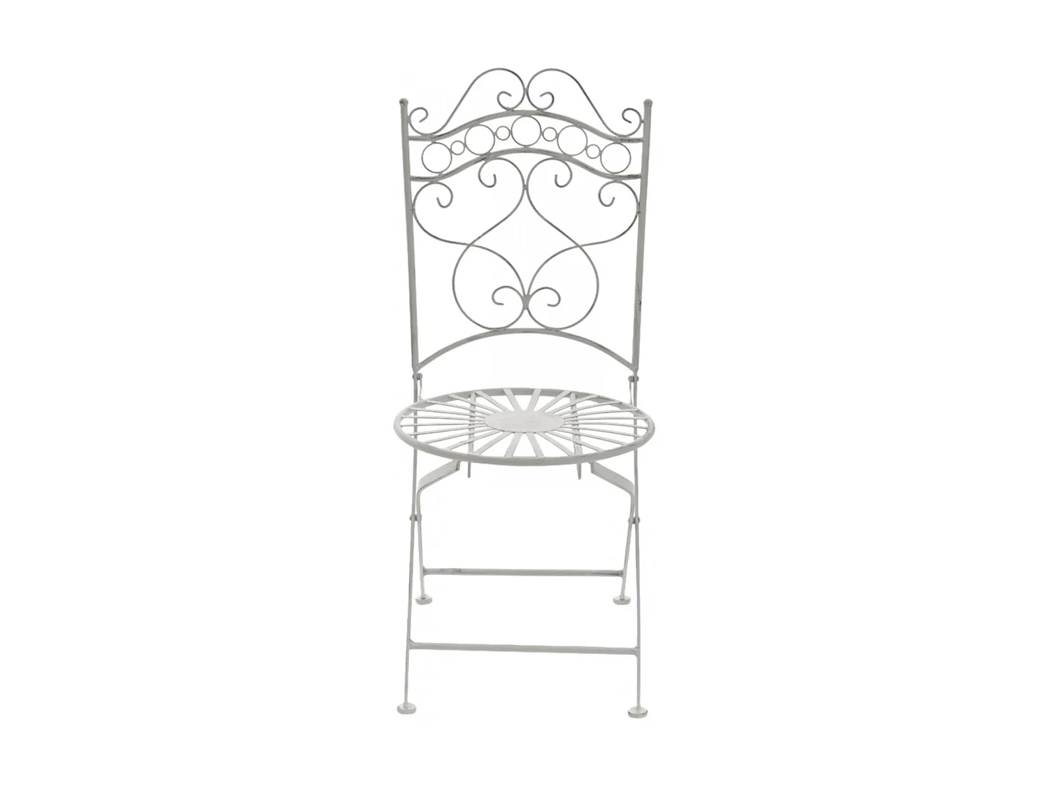 Lot de 2 Chaises de jardin - Métal & Fer galvanisé - Blanc antique - Indra