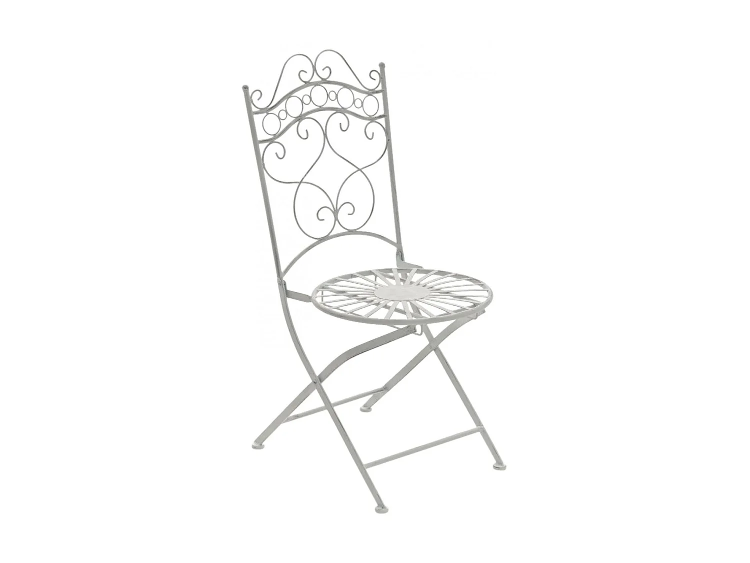 Lot de 2 Chaises de jardin - Métal & Fer galvanisé - Blanc antique - Indra