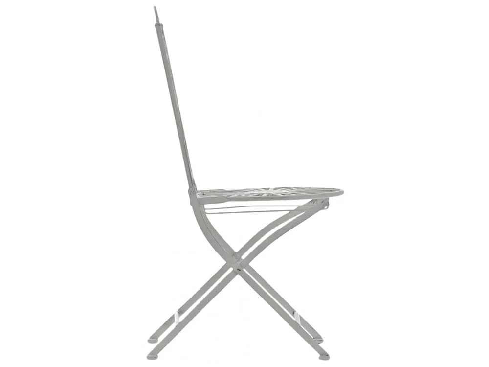 Lot de 2 Chaises de jardin - Métal & Fer galvanisé - Blanc antique - Indra