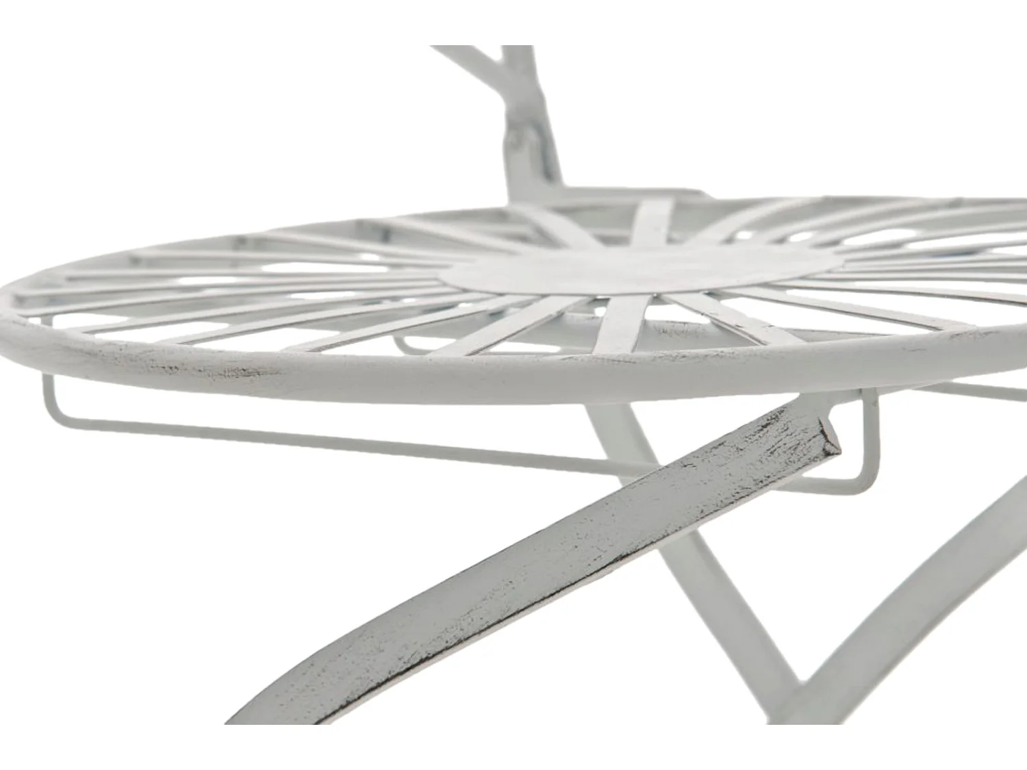 Lot de 2 Chaises de jardin - Métal & Fer galvanisé - Blanc antique - Indra