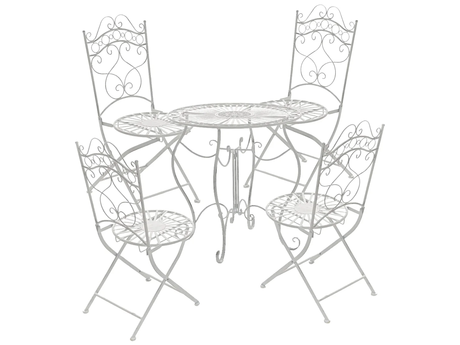 Lot de 2 Chaises de jardin - Métal & Fer galvanisé - Blanc antique - Indra