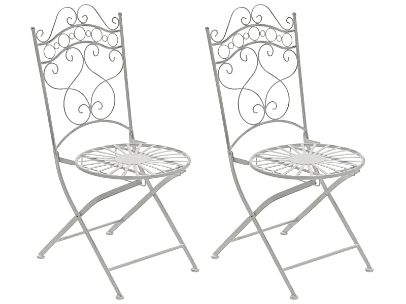 Set van 2 tuinstoel - Metalen & Gegalvaniseerd ijzer - antiek/wit - Indra