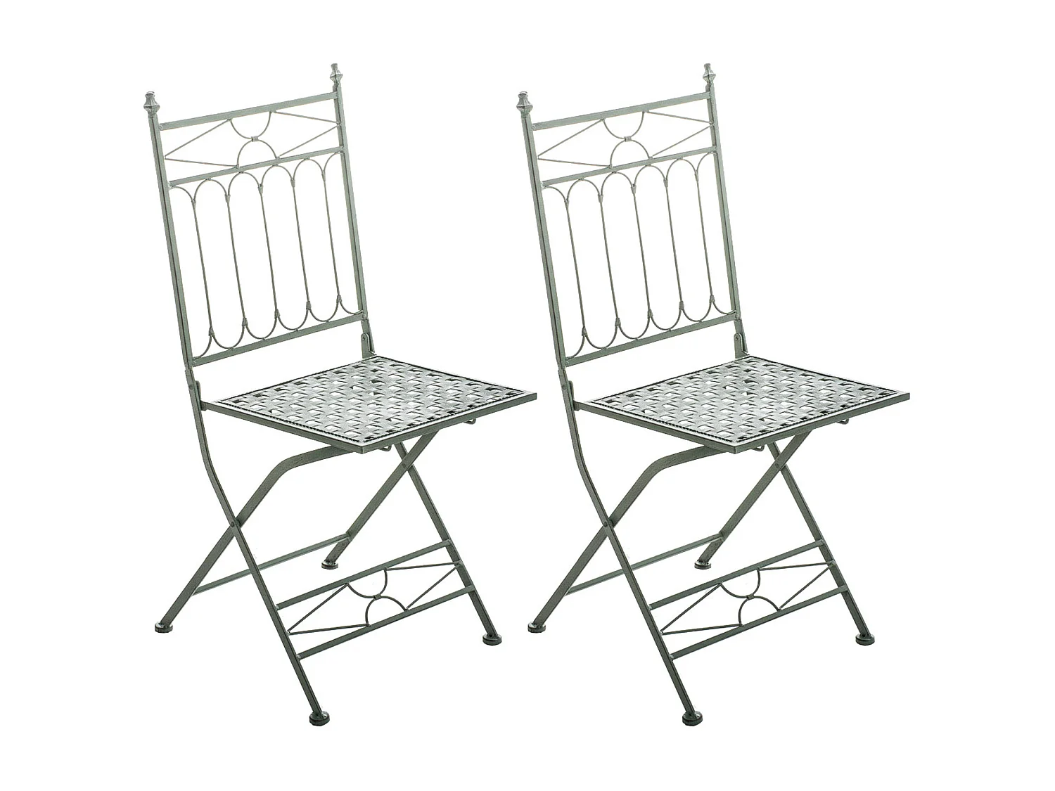 Lot de 2 Chaises de jardin - Métal & Métal - Vert antique - Asina