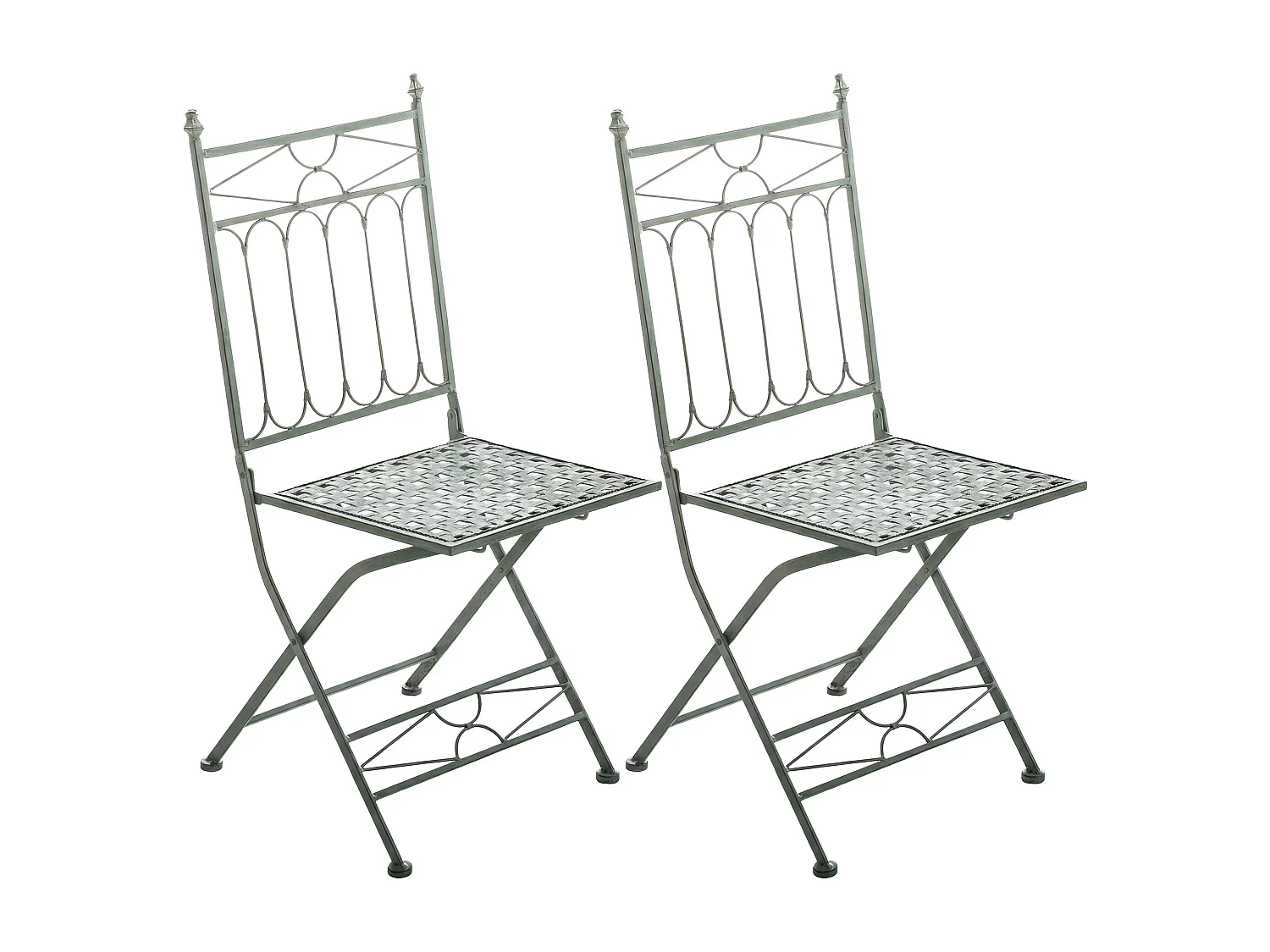 Lot de 2  Chaises de jardin - Métal - Vert antique - Asina