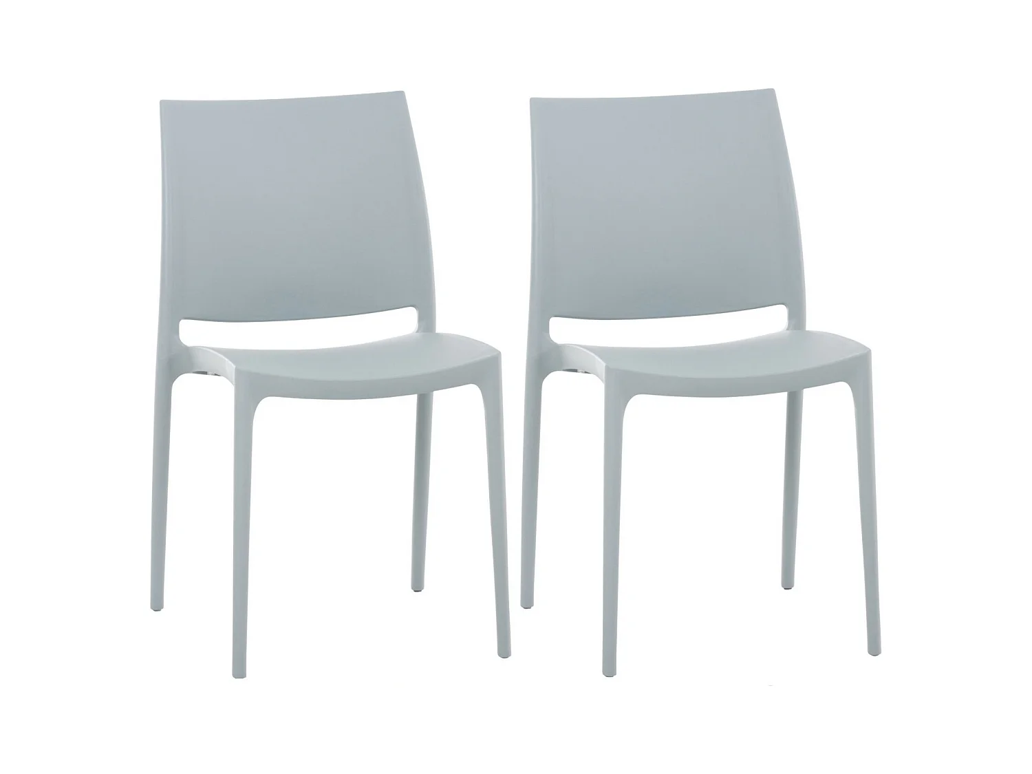 Lot de 2  Chaises de jardin - Plastique - Gris clair - Maya