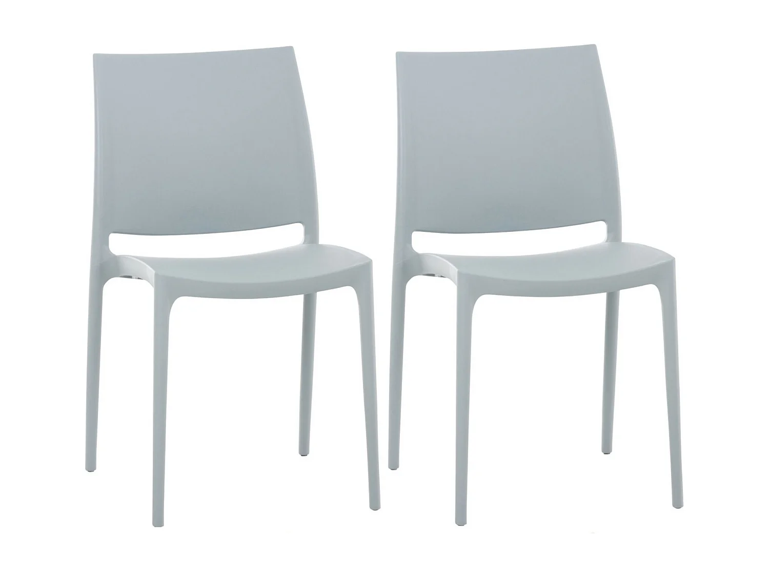 Lot de 2  Chaises de jardin - Plastique - Gris clair - Maya