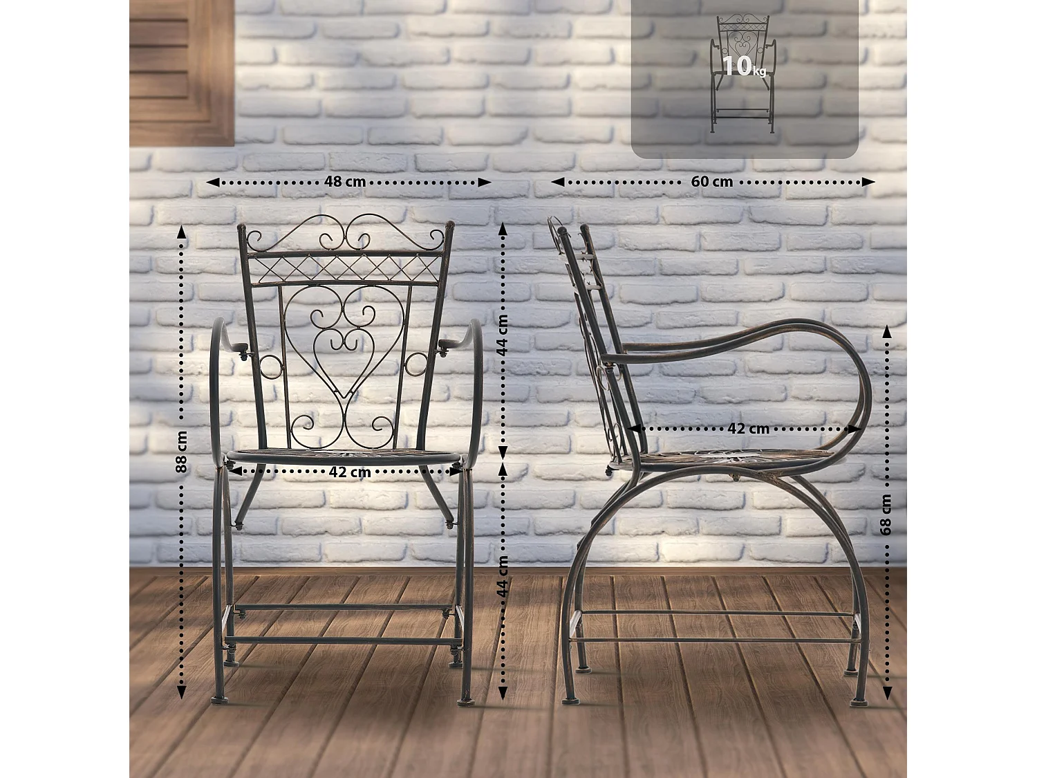 Chaises de jardin - Métal & Acier inoxydable - Bronze - Sheela