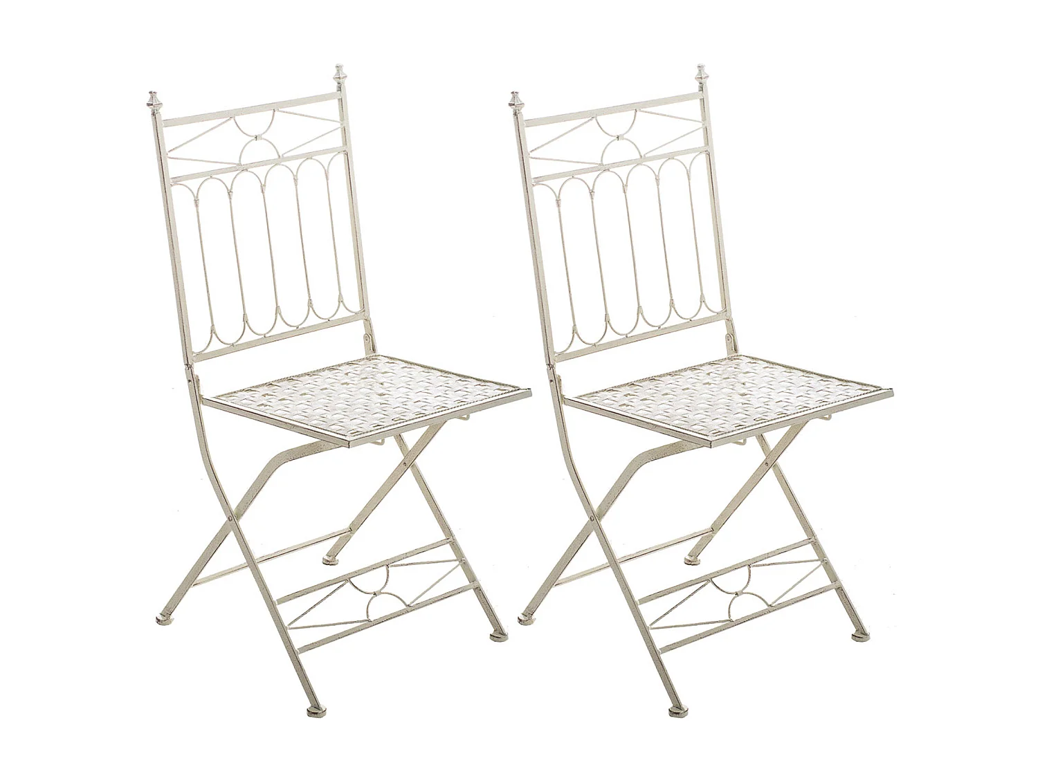 Lot de 2 Chaises de jardin - Métal & Métal - Crème antique - Asina