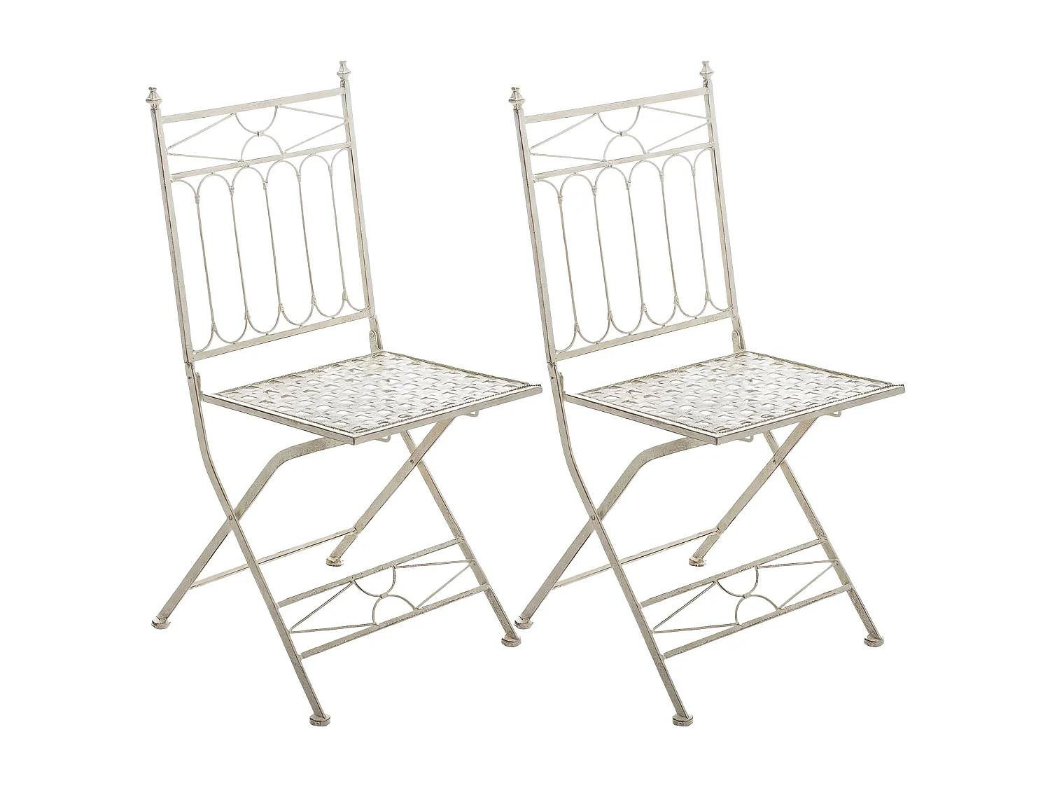 Lot de 2  Chaises de jardin - Métal - Crème antique - Asina