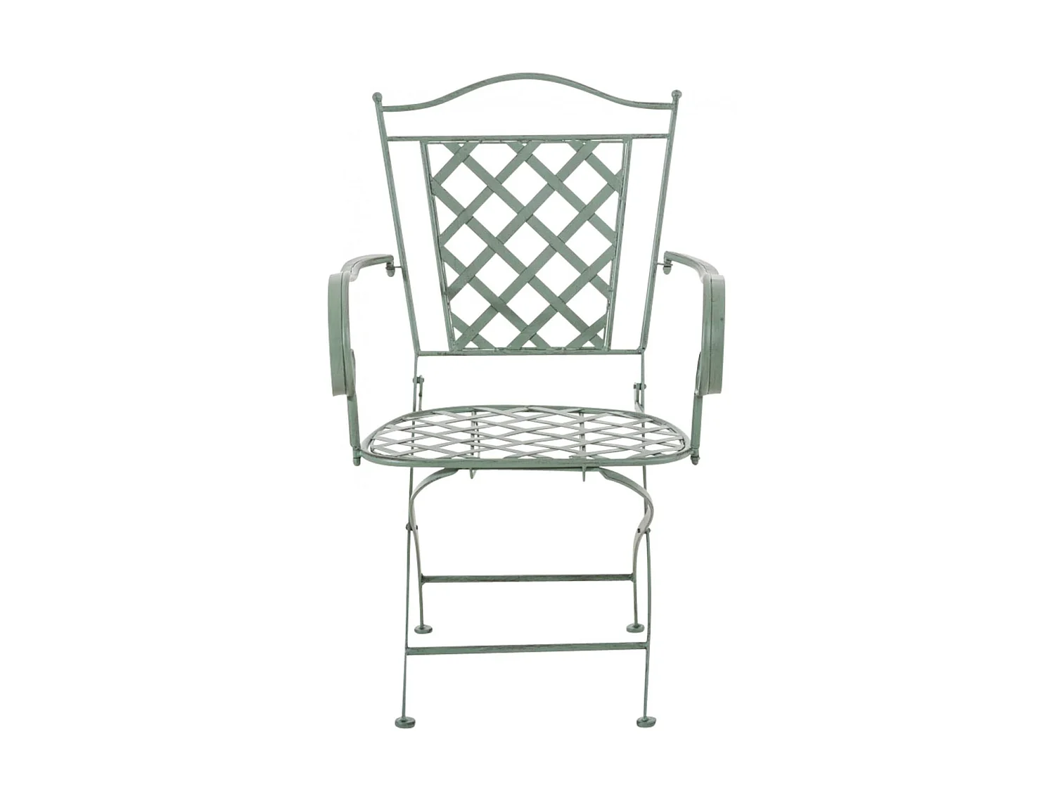 Lot de 2 Chaises de jardin - Métal & Fer galvanisé - Vert antique - Adara
