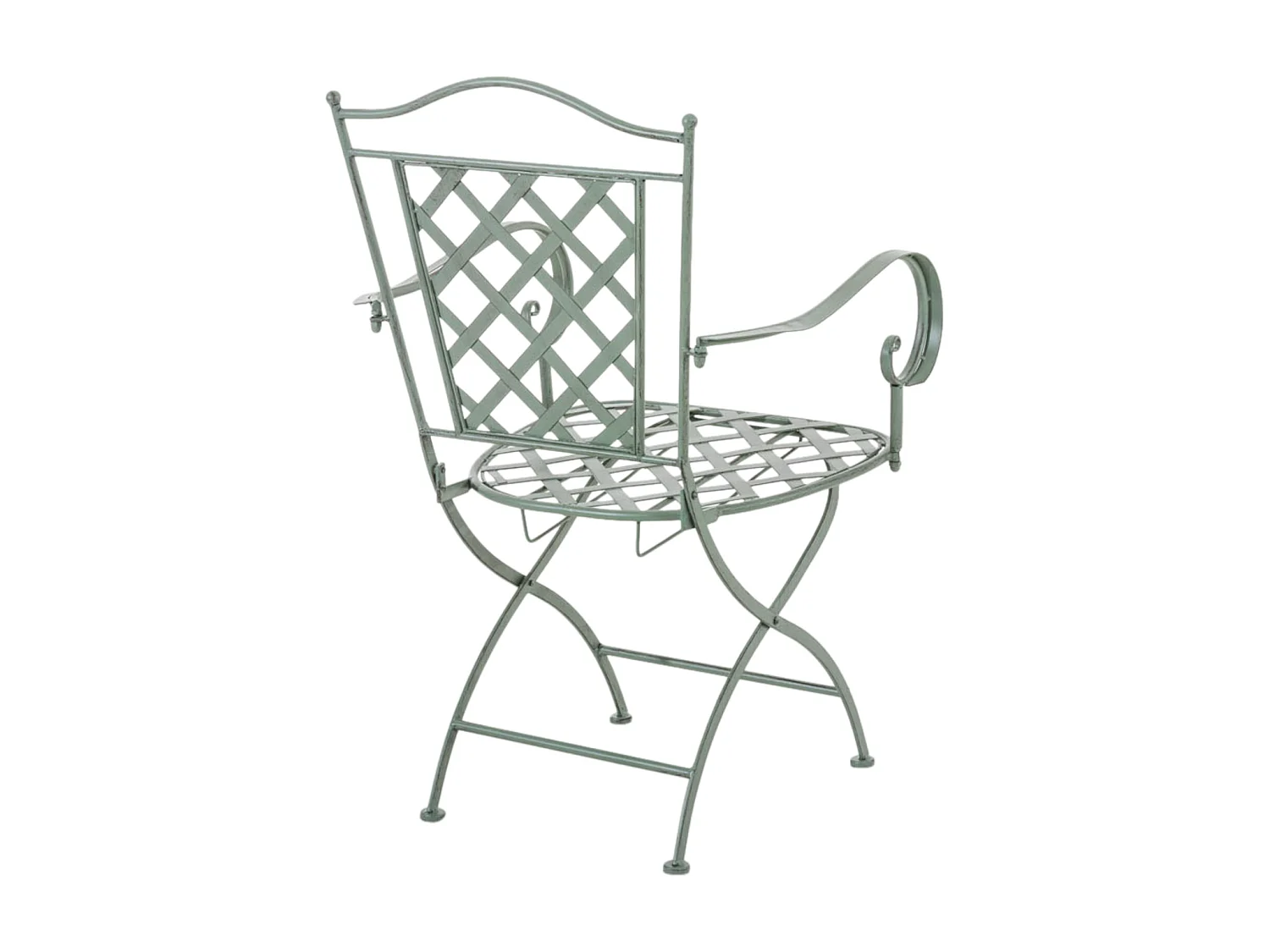 Lot de 2 Chaises de jardin - Métal & Fer galvanisé - Vert antique - Adara