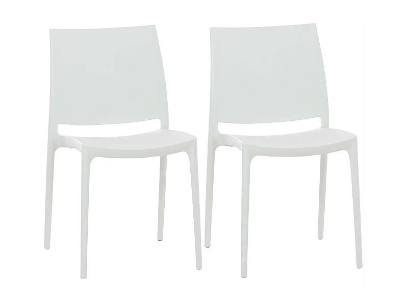 Lot de 2  Chaises de jardin - Plastique - Blanc - Maya