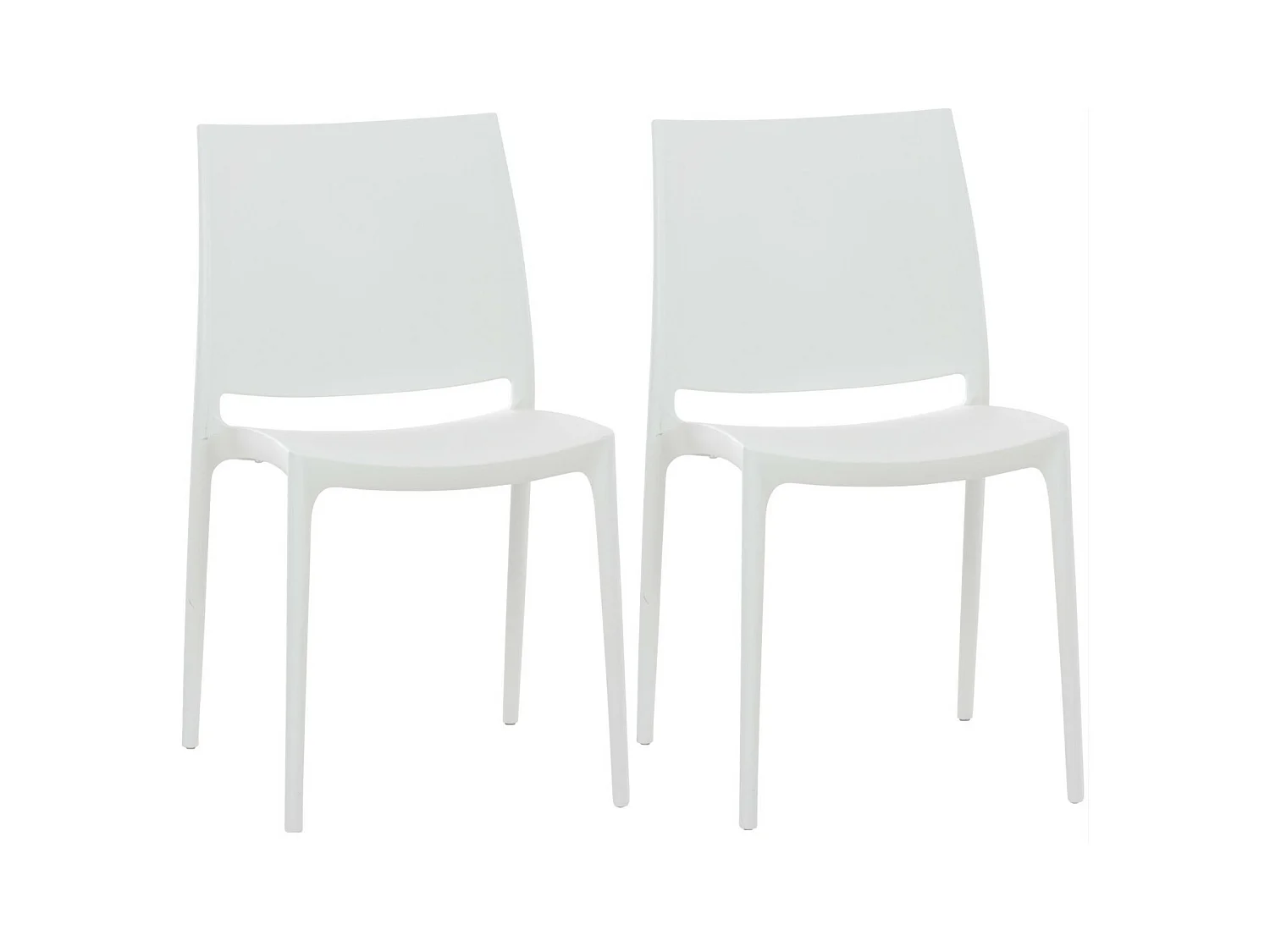 Lot de 2  Chaises de jardin - Plastique - Blanc - Maya
