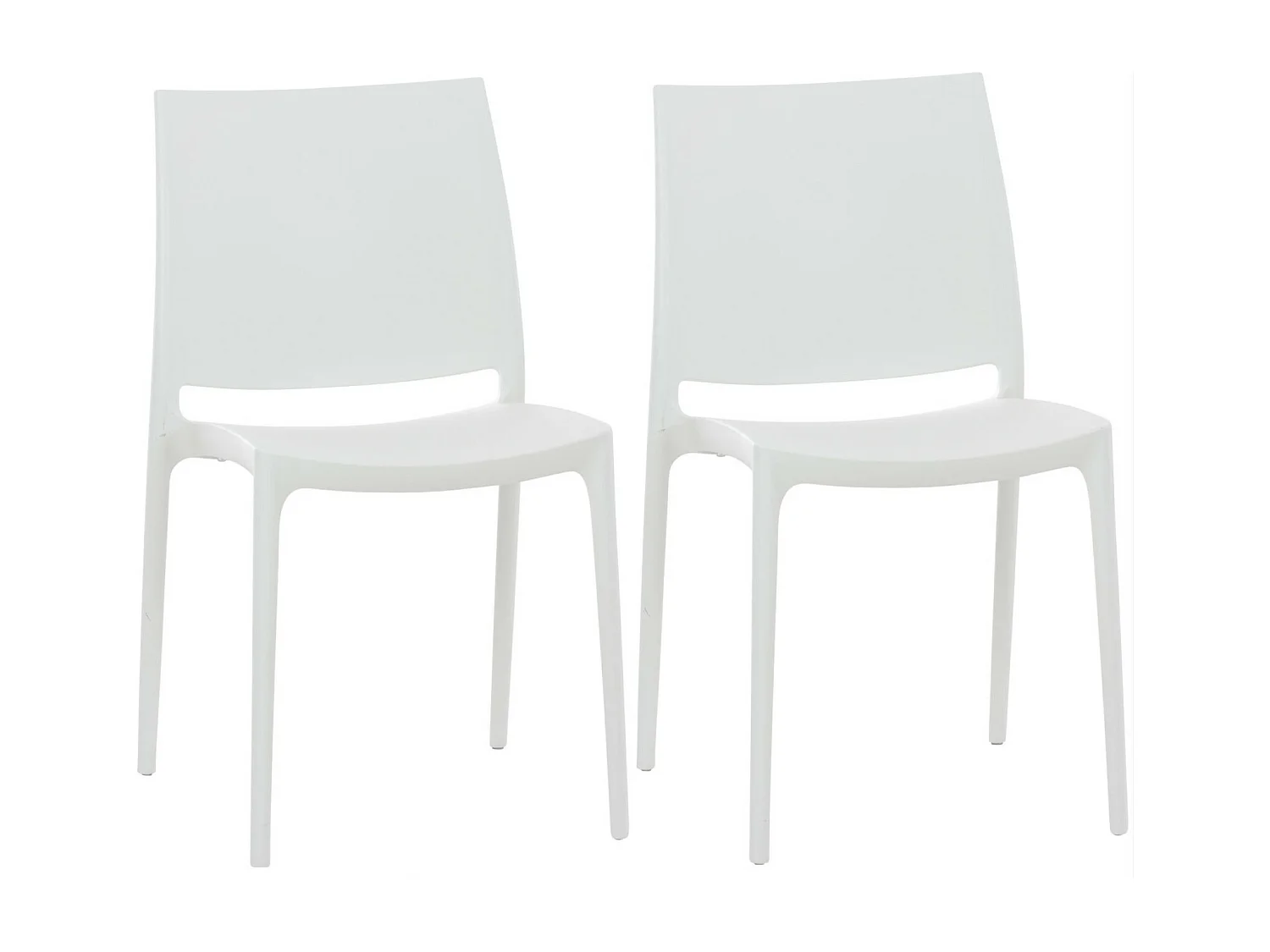 Lot de 2  Chaises de jardin - Plastique - Blanc - Maya