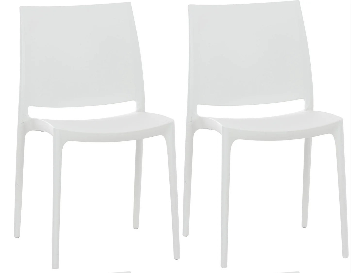 Lot de 2  Chaises de jardin - Plastique - Blanc - Maya