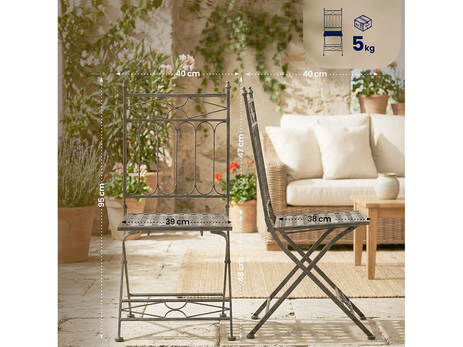 Chaises de jardin - Métal - Bronze - Asina