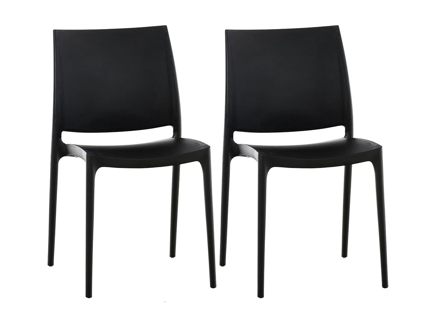 Lot de 2  Chaises de jardin - Plastique - Noir - Maya