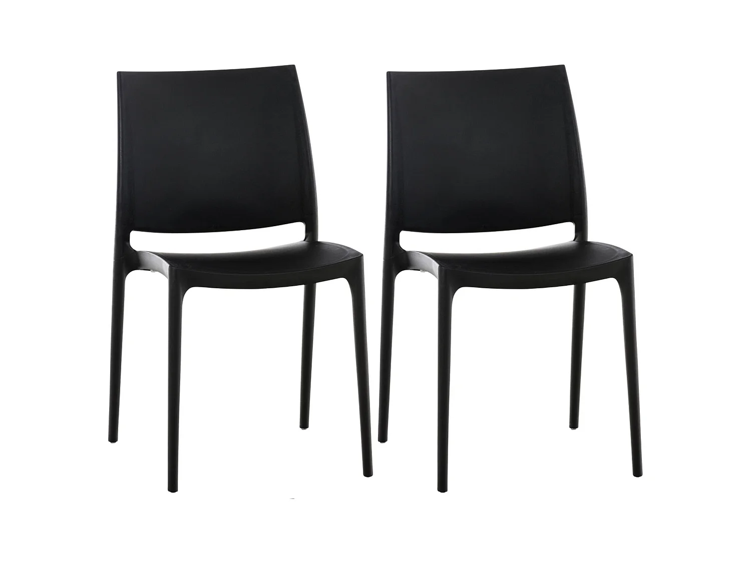 Lot de 2  Chaises de jardin - Plastique - Noir - Maya