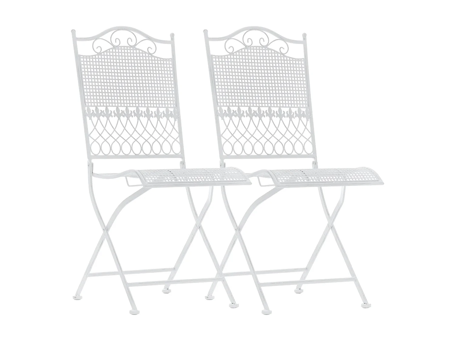 Lot de 2  Chaises de jardin - Métal - Blanc - Kiran