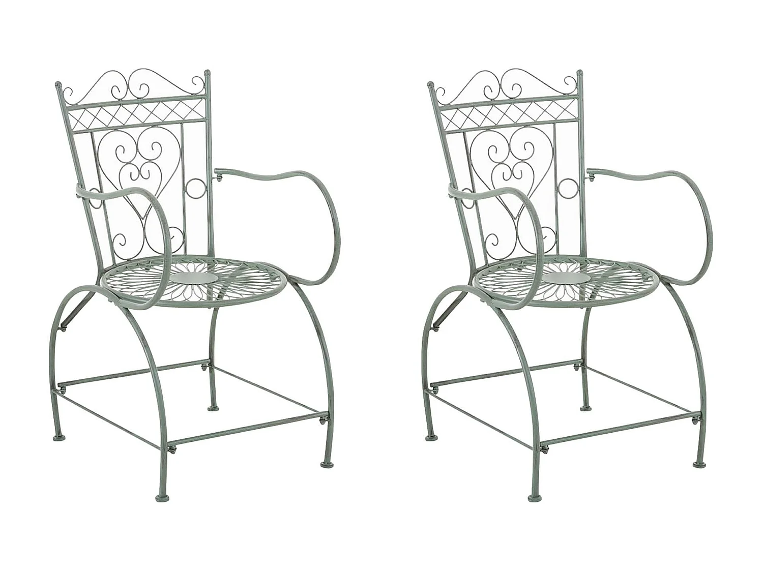 Lot de 2 Chaises de jardin - Métal & Métal - Vert antique - Sheela