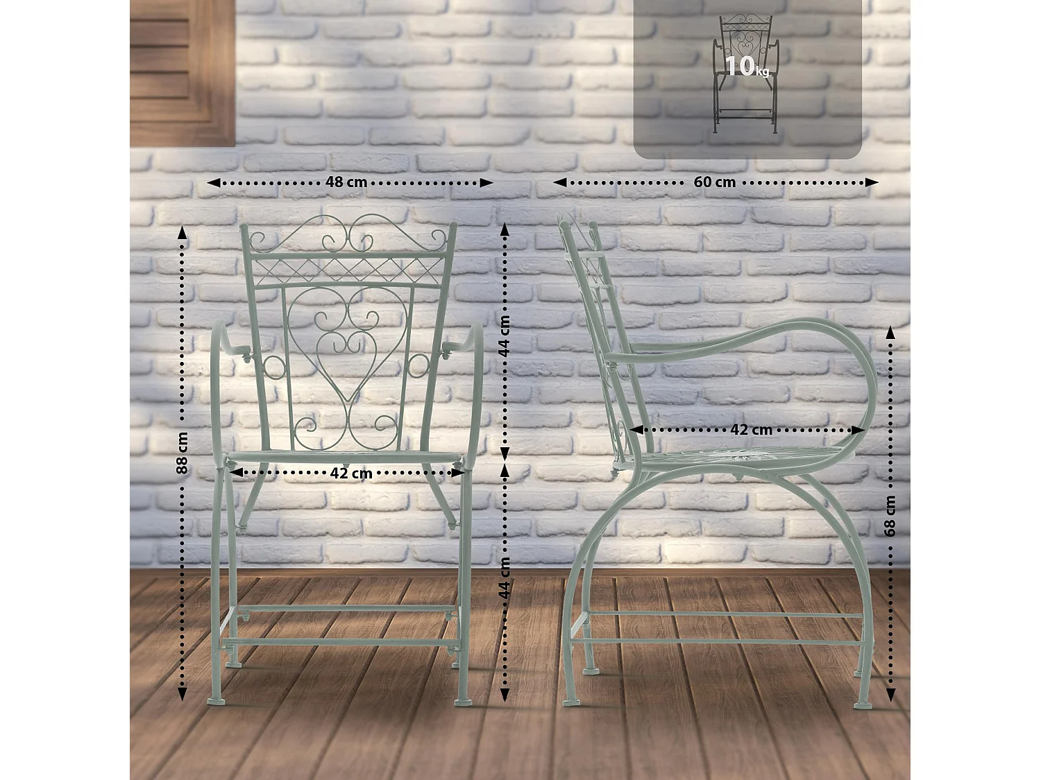 Chaises de jardin - Métal - Vert antique - Sheela