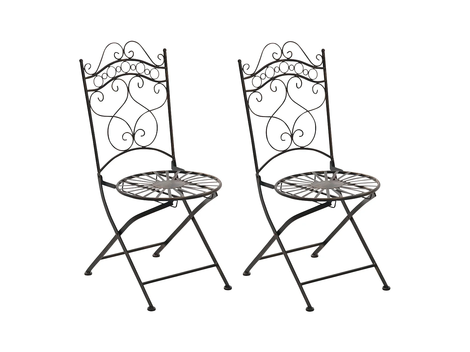 Lot de 2 Chaises de jardin - Métal & Fer galvanisé - Bronze - Indra