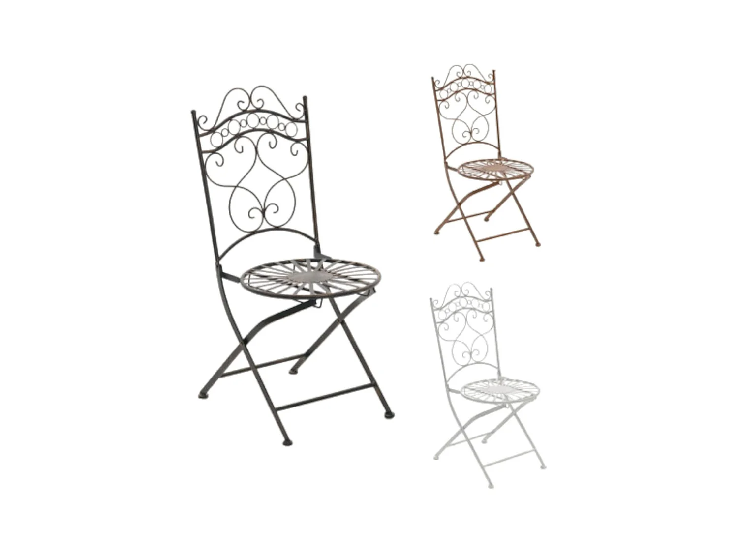 2er Set Gartenstühle - Metall & Galvanisiertes Eisen - bronze - Indra