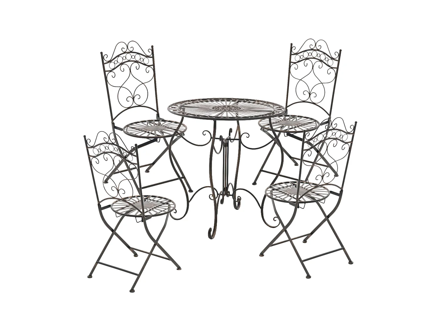 2er Set Gartenstühle - Metall & Galvanisiertes Eisen - bronze - Indra