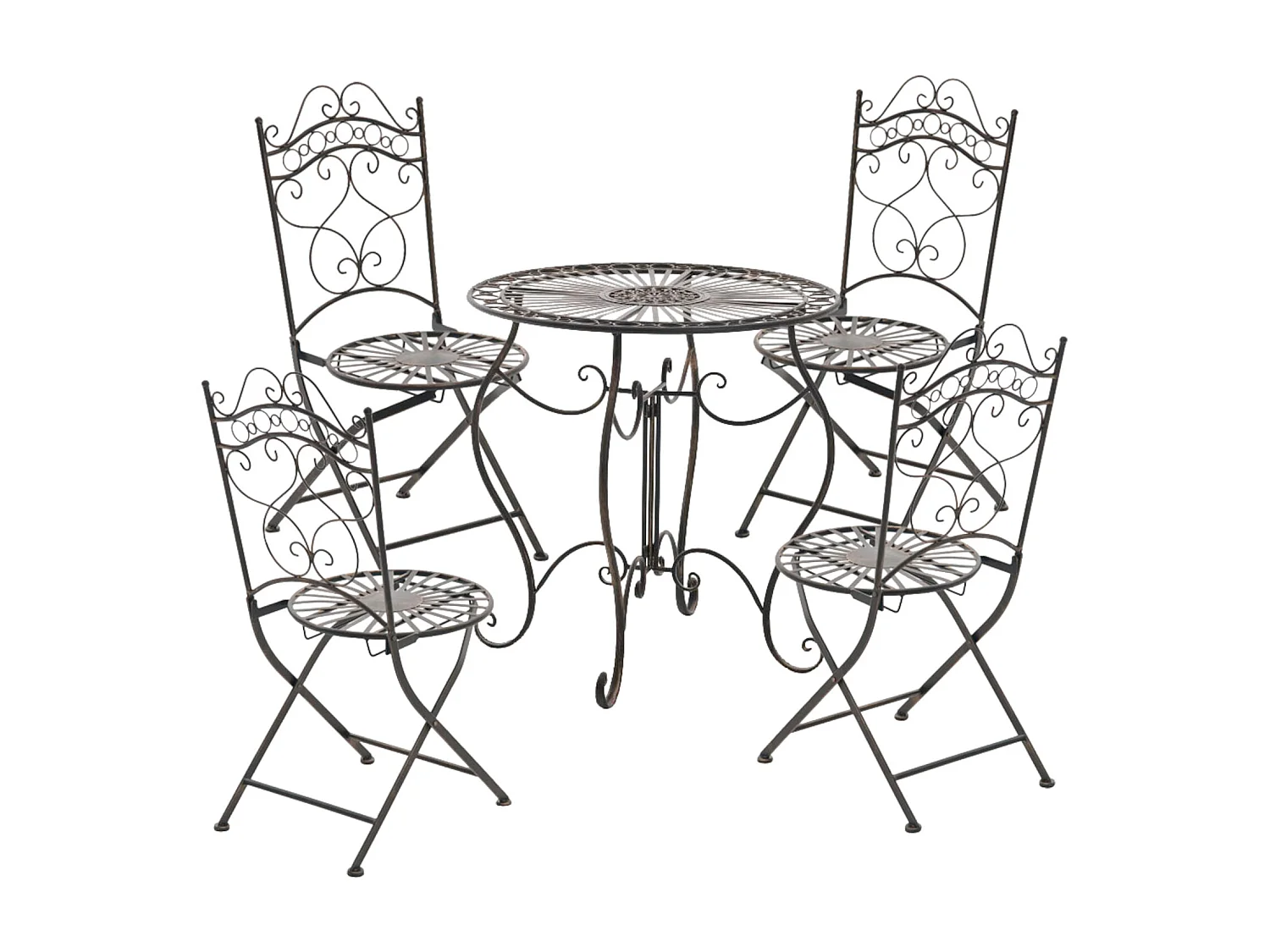 Lot de 2 Chaises de jardin - Métal & Fer galvanisé - Bronze - Indra