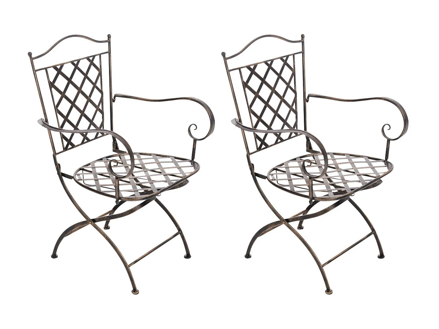 Lot de 2 Chaises de jardin - Métal & Fer galvanisé - Bronze - Adara
