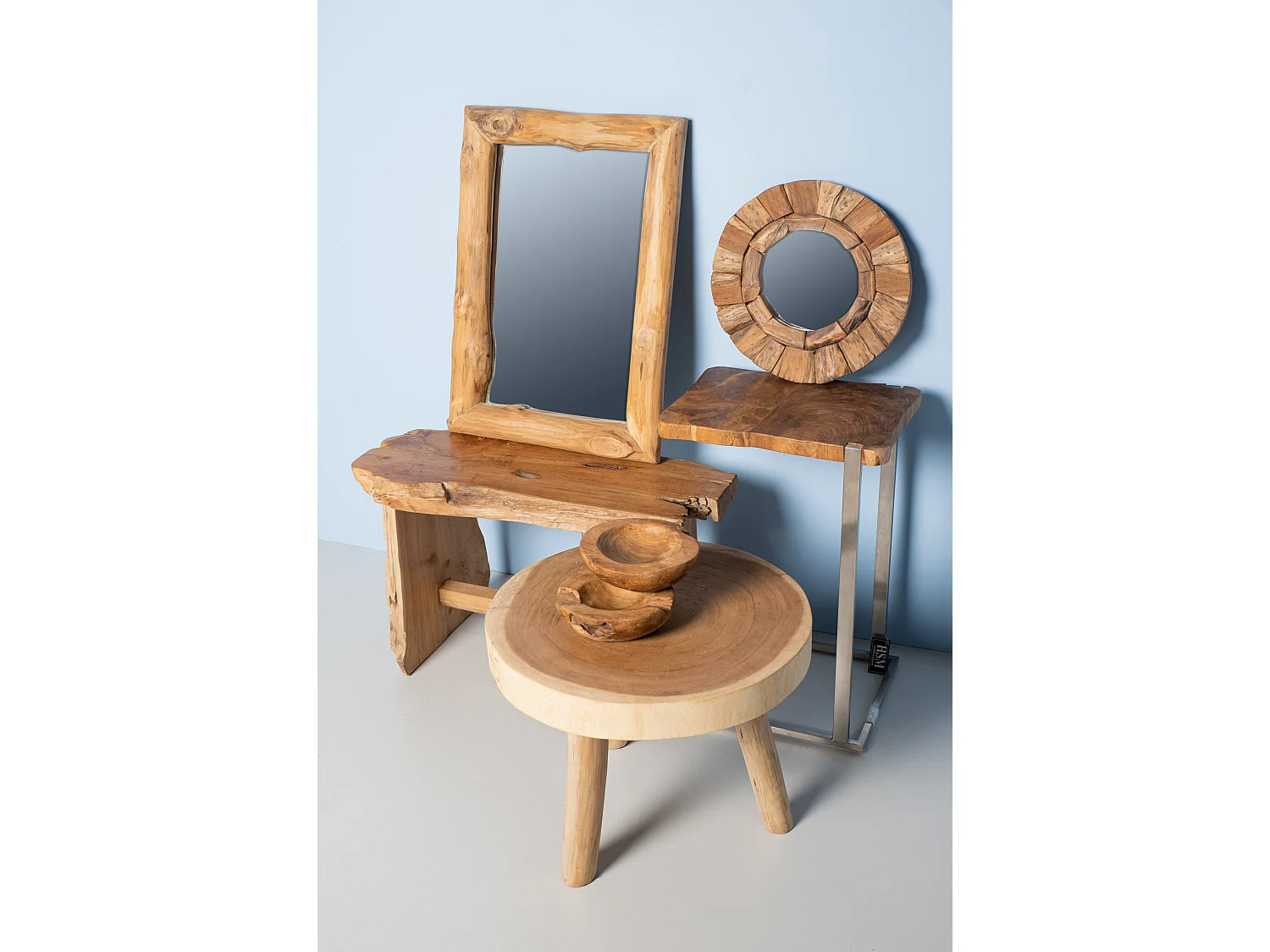 Miroir mural - Teck naturel 40*40*4cm