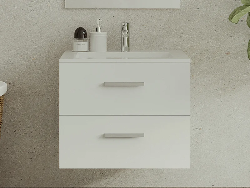Mueble de baño flotante con lavabo - Color blanco - 60 cm - KAYLA