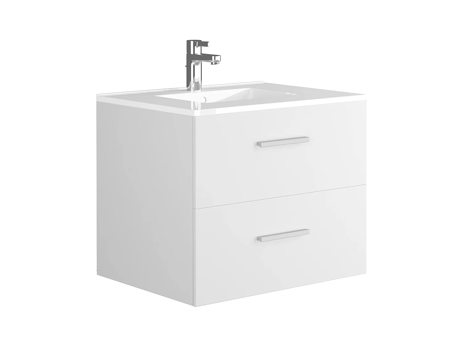 Hangend badkamermeubel met enkele wastafel - Wit - 60 cm - KAYLA