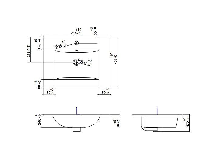 Hangend badkamermeubel met enkele wastafel - Wit - 60 cm - KAYLA